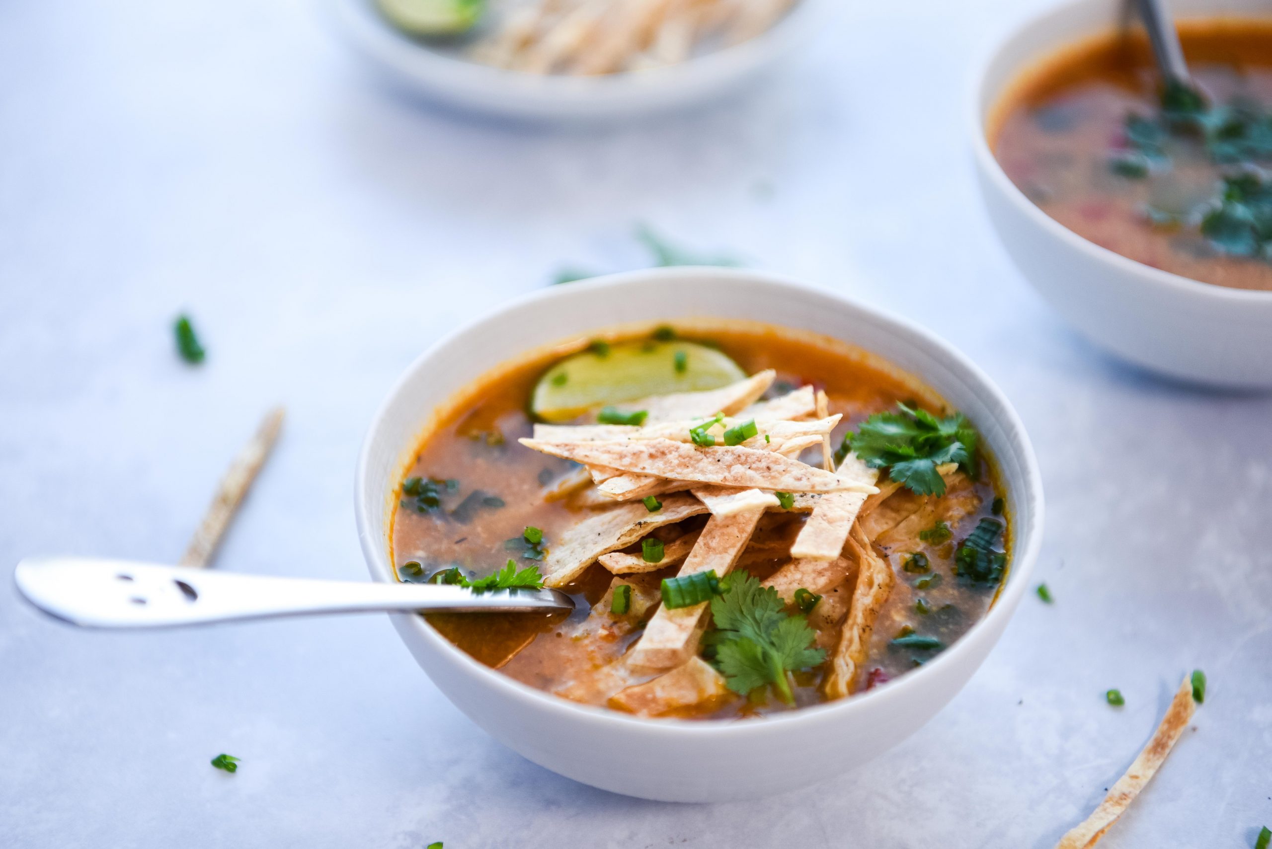 Easy, quick and vegan Corn and Tortilla Soup by Culinary Nirvana