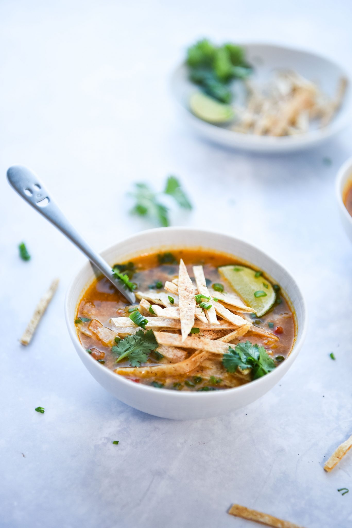 Easy, quick and vegan Corn and Tortilla Soup by Culinary Nirvana