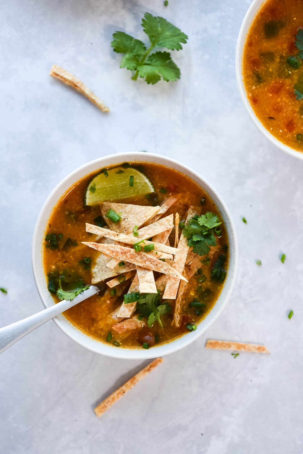 Easy, quick and vegan Corn and Tortilla Soup by Culinary Nirvana